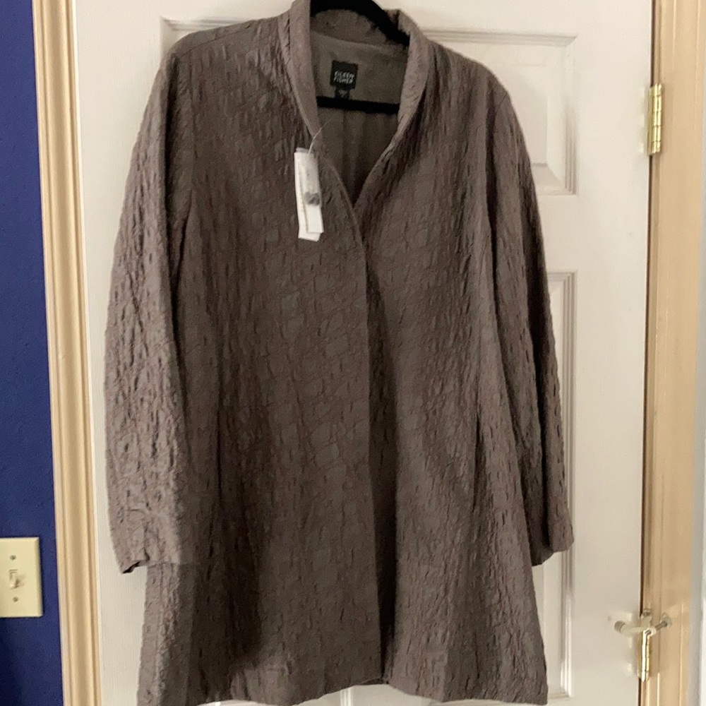Eileen Fisher quilted silk Habutai coat